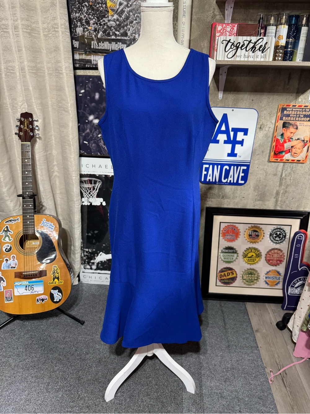 Kasper Sleeveless Cobalt Blue A-Line Dress